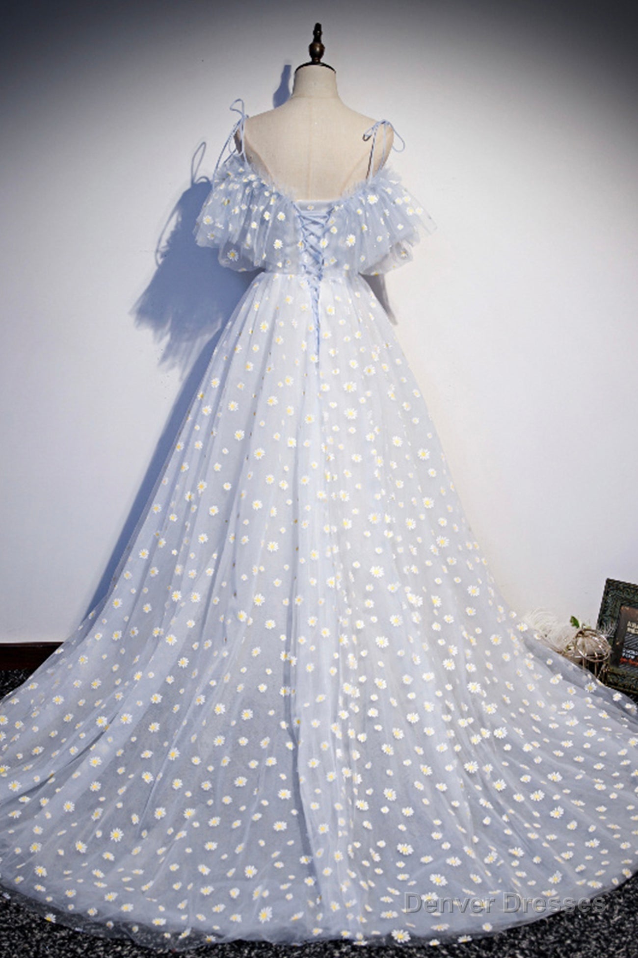 Blue Tulle Long Prom Dresses, Cute A-Line Evening Dresses Secondary image
