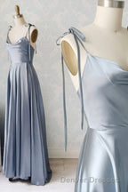Simple Satin Long Prom Dress, A-Line Spaghetti Straps Party Dress