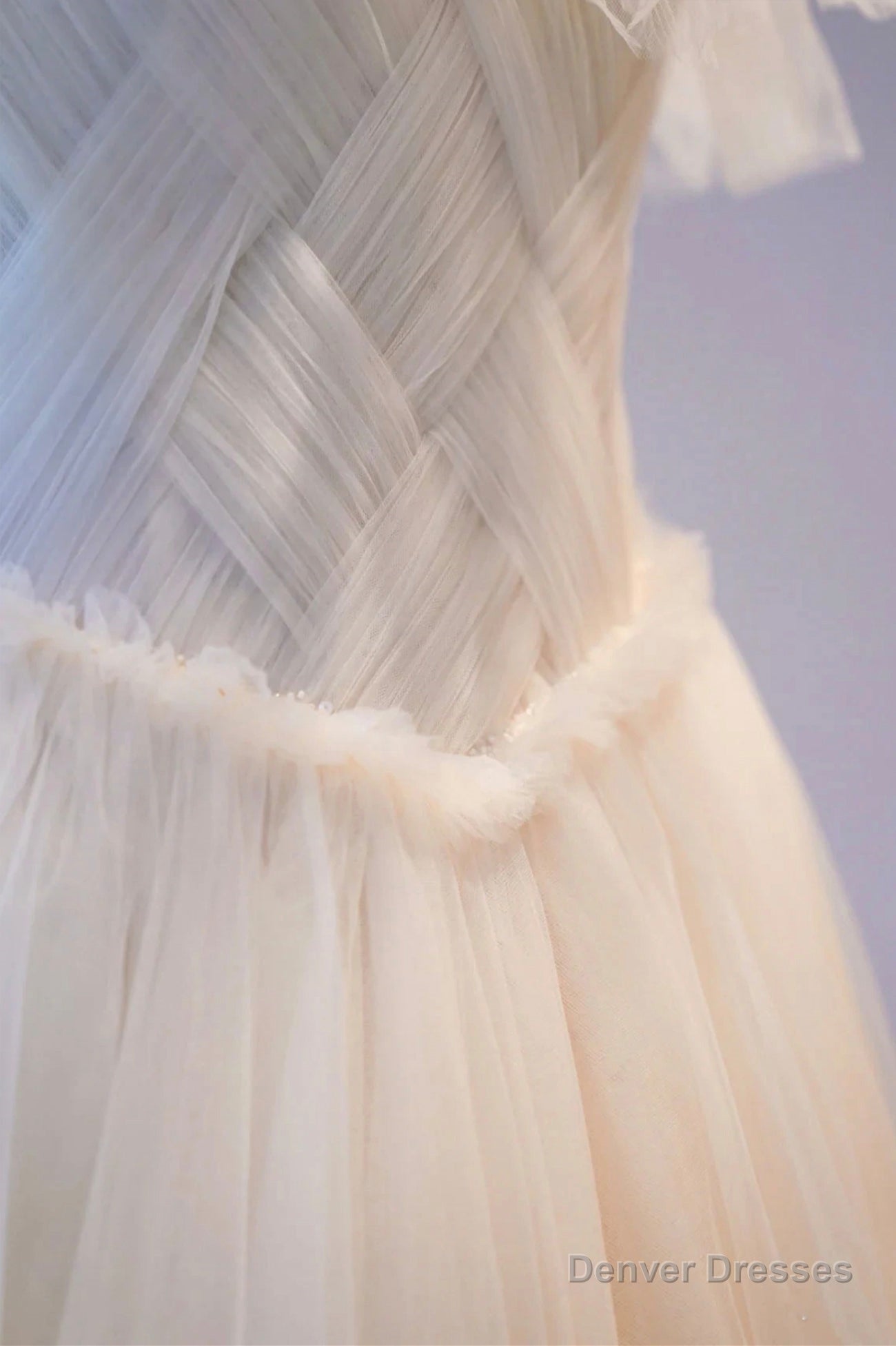 Champange Tulle Long Prom Dress, A-Line Evening Dress Main image