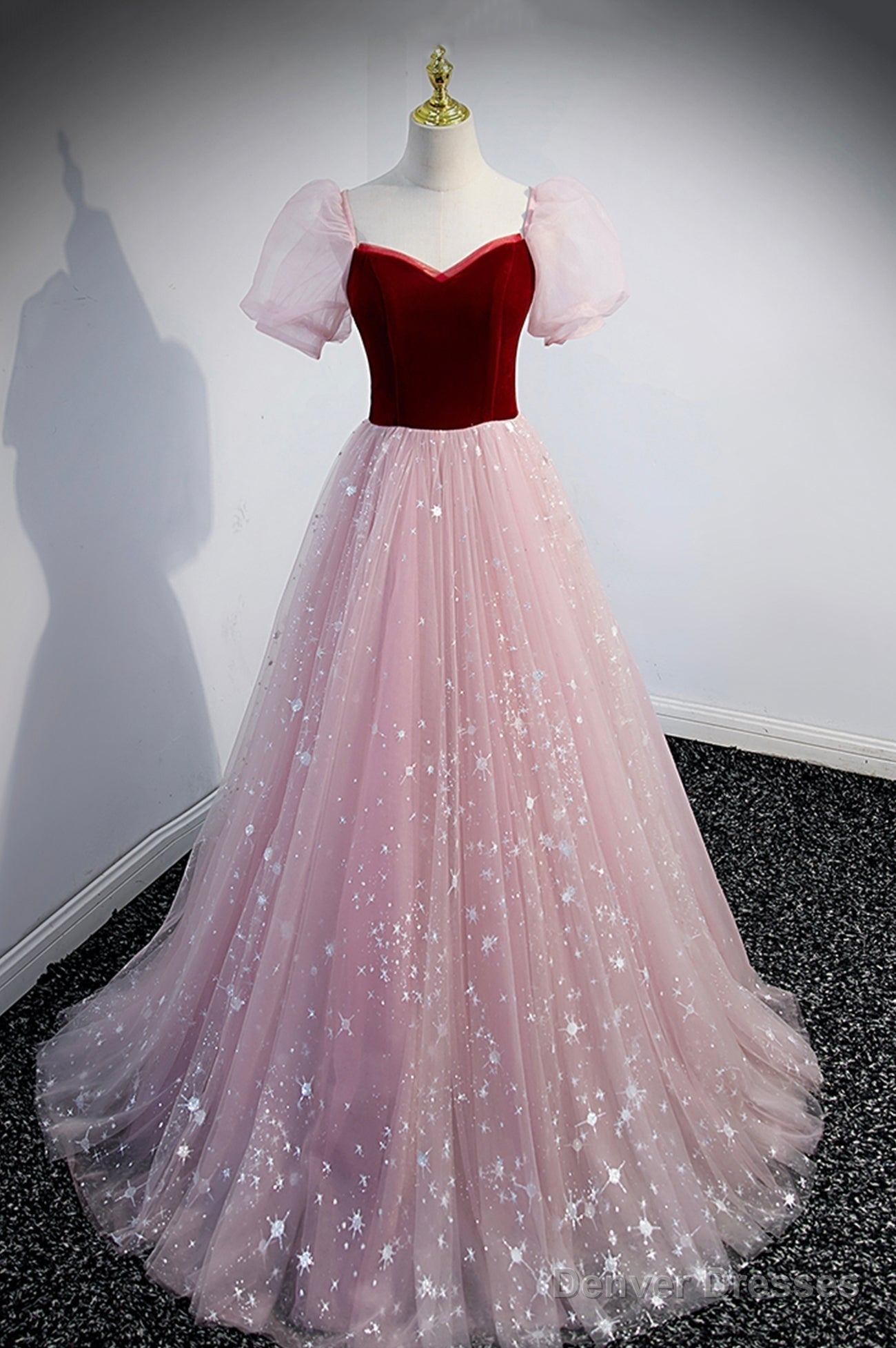 Pink Tulle Long Prom Dress, A-Line Formal Evening Dress Main image