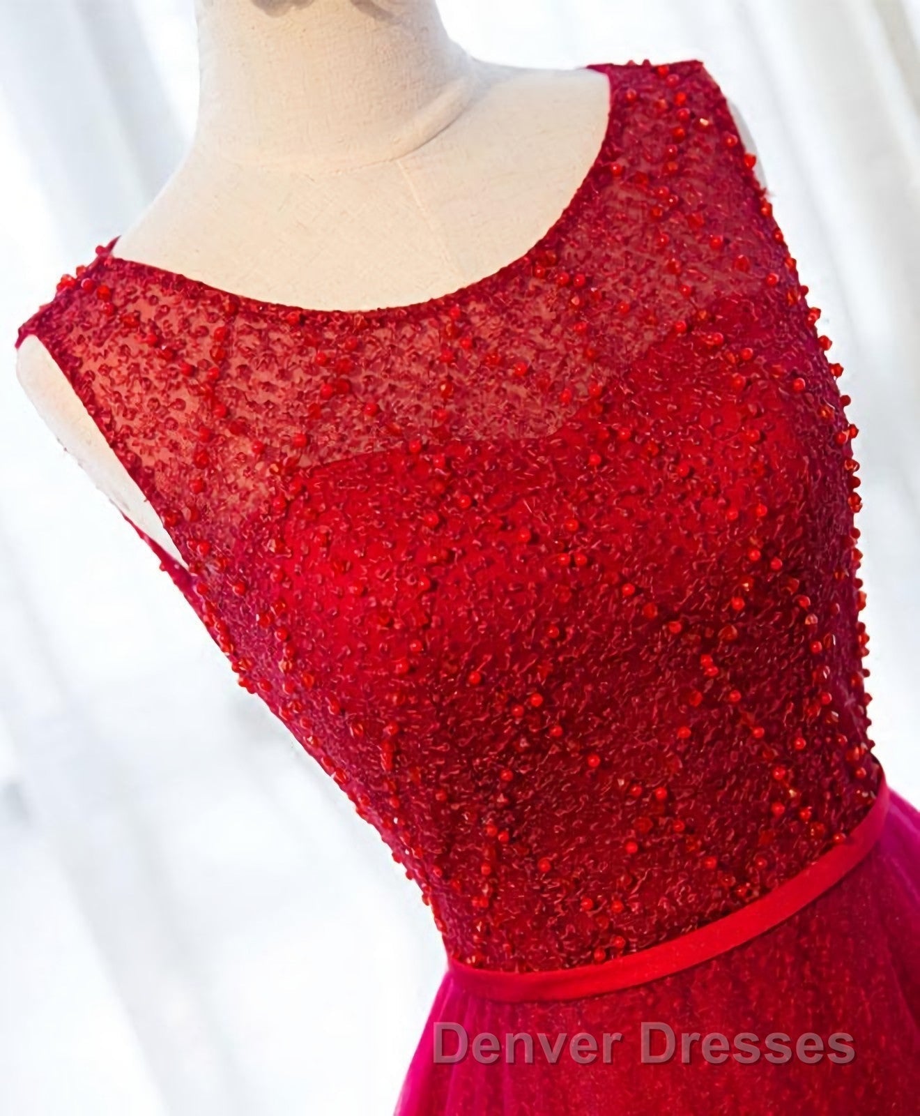 A Line Round Neck Tulle Long Prom Dress, Lace Evening Dress Secondary image
