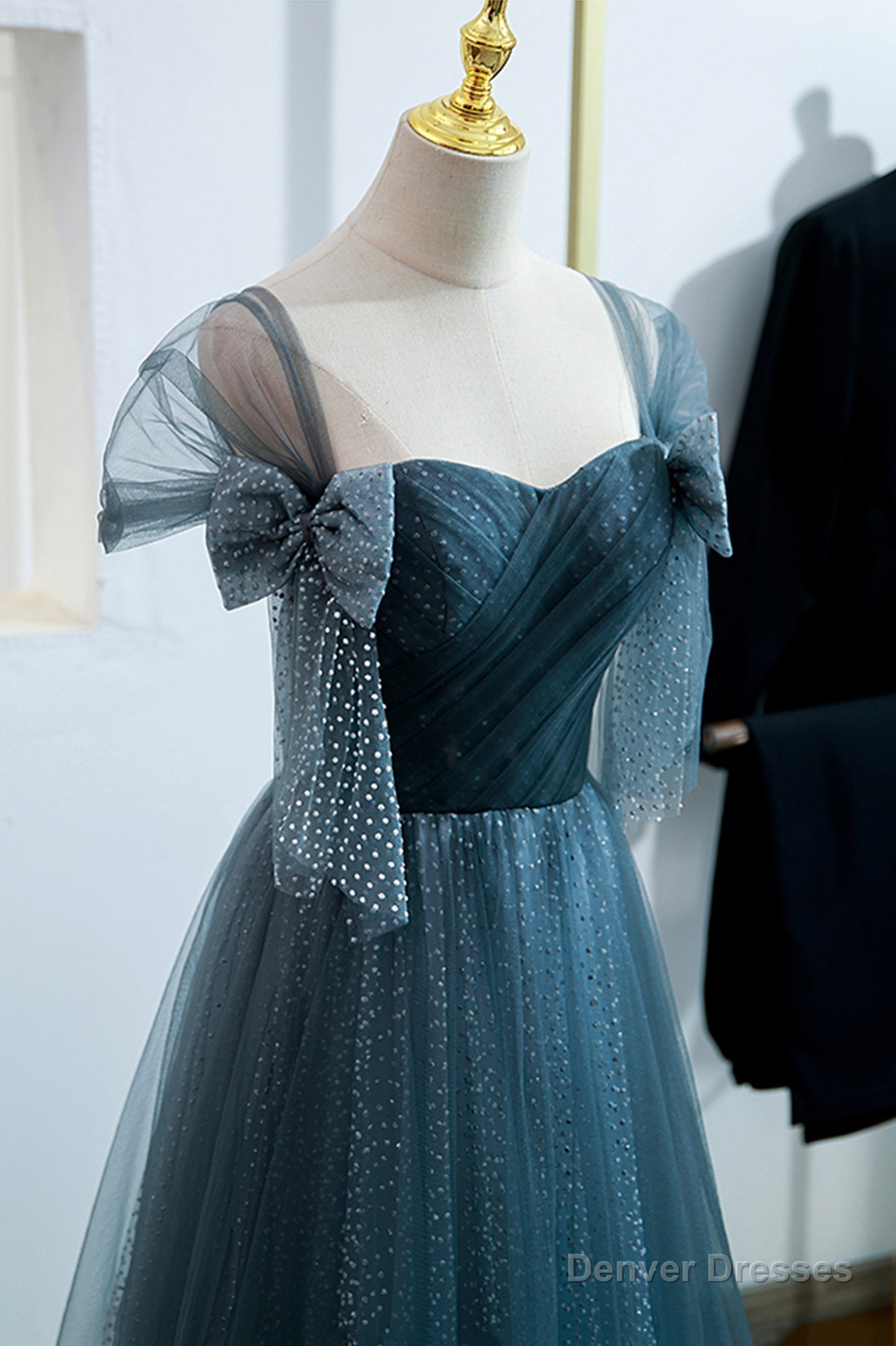 Blue Tulle Long A-Line Prom Dress, Lovely Blue Evening Party Dress Secondary image