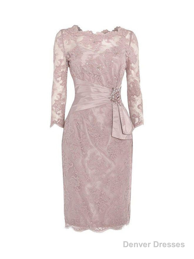 Three Quarter Pink Short Mother of Bride Dress