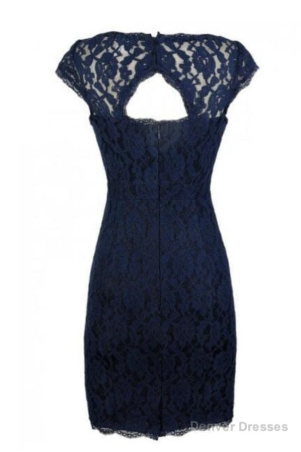 Classic Navy Blue Lace Short Mother of the Bride Dress Secondary image