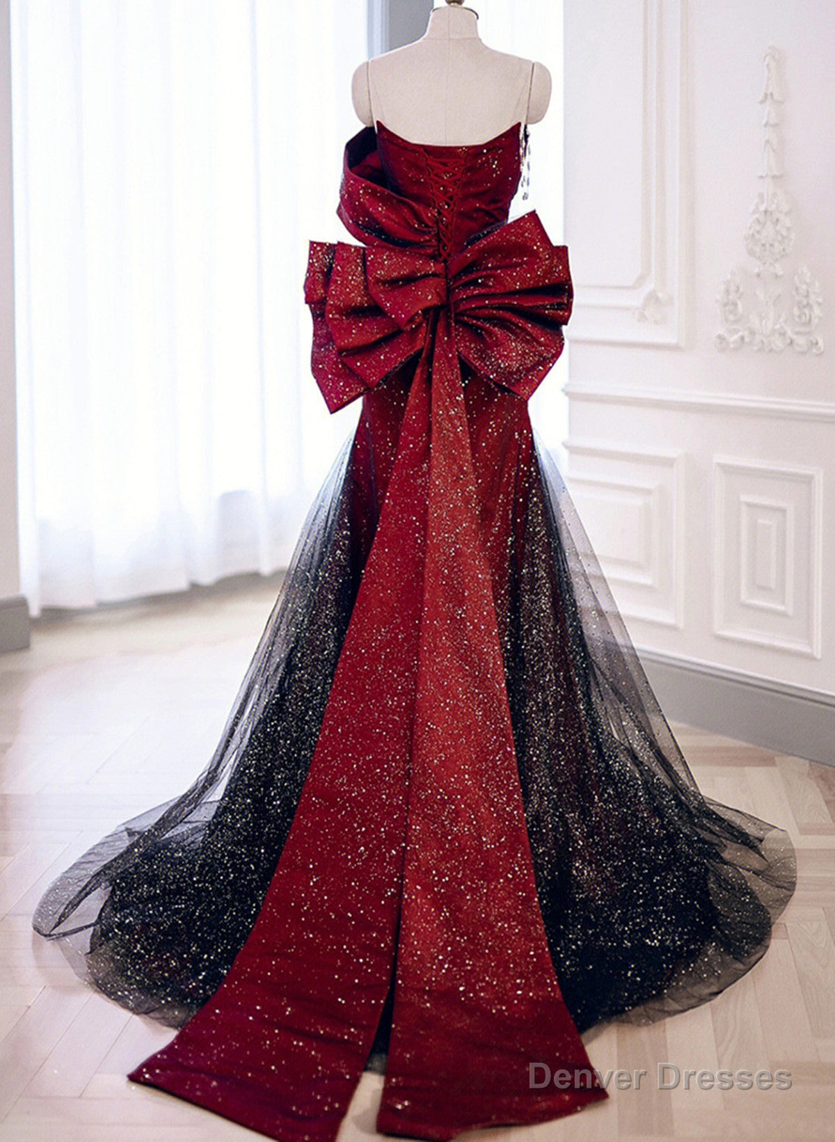 Elegant Black And Red Sweetheart Mermaid Long Prom Dress, Black And Red Evening Dress Secondary image