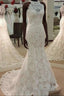 High Neck Mermaid Ivory Lace Wedding Dress