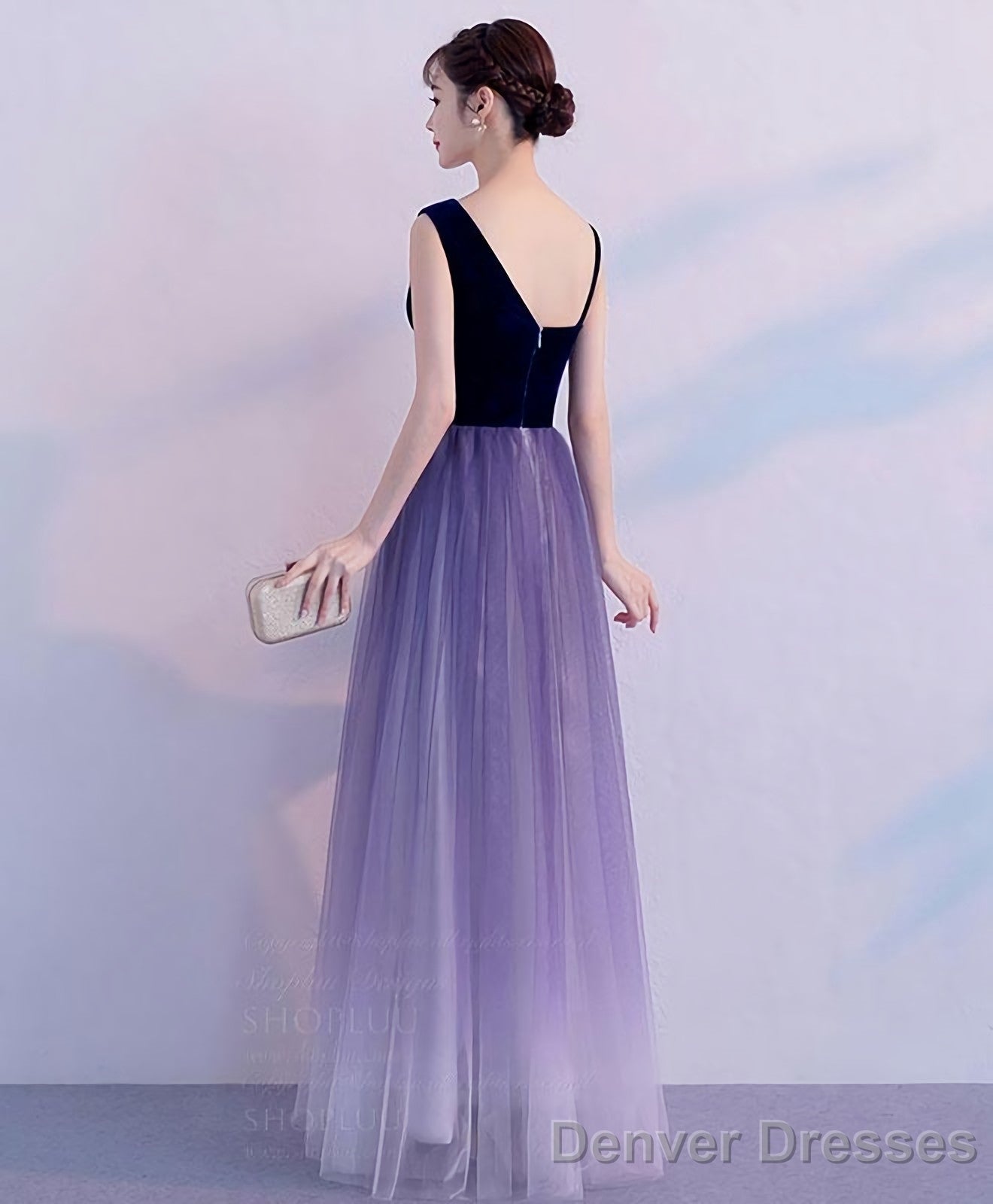 Purple Tulle Long Prom Dress Purple Tulle Bridesmaid Dress