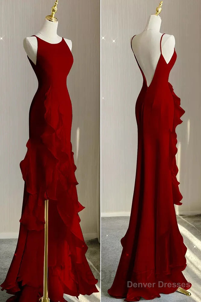 Sexy Scoop Sleeveless Ruffle Mermaid Floor Length Prom Dress