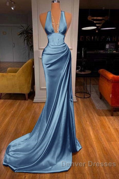 Halter V-Neck Mermaid Prom Dress Elegant