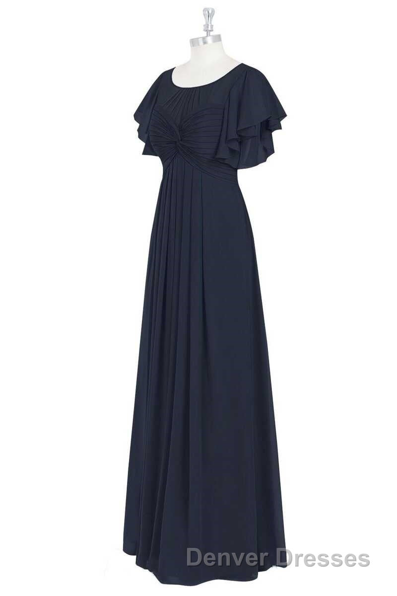 Black Chiffon Twist-Front Ruffled Long Bridesmaid Dress Secondary image