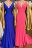 Royal Blue V-Neck Open Back Mermaid Long Prom Dress