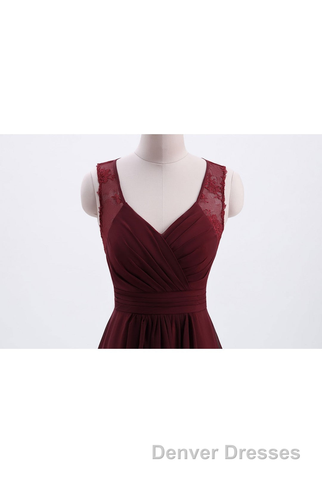 Burgundy Chiffon A-line Pleated Long Bridesmaid Dress