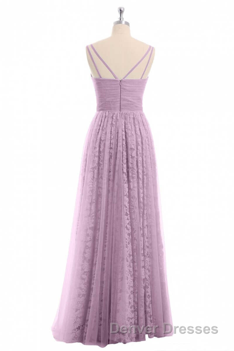 Dusty Purple Chiffon Jacquard V-Neck A-Line Long Bridesmaid Dress Secondary image