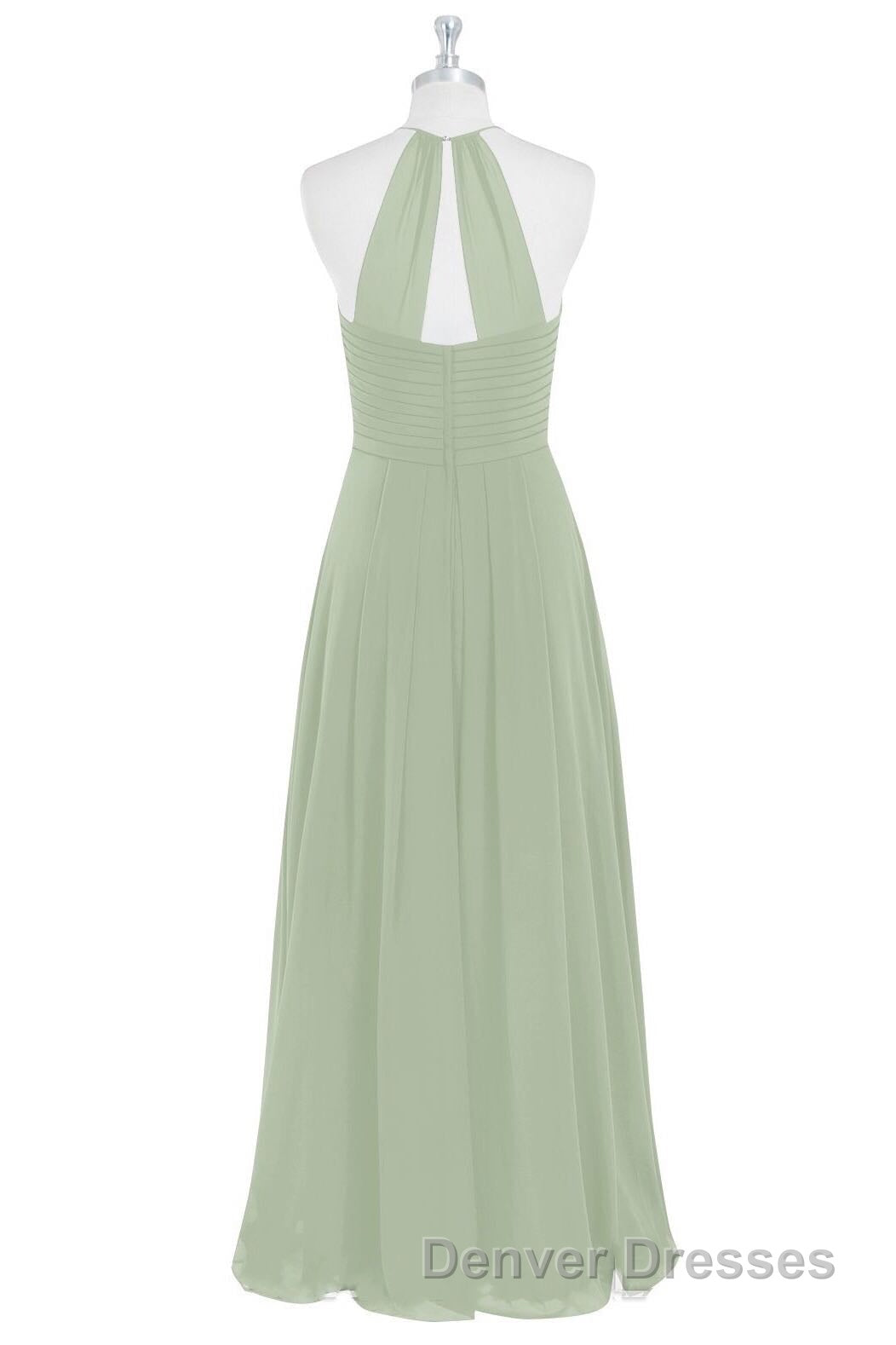 Sage Green Chiffon Halter Backless Long Bridesmaid Dress Secondary image