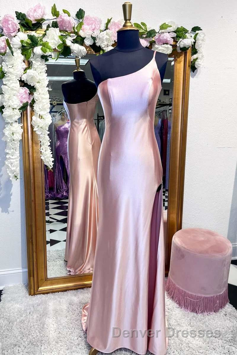 One-Shoulder Royal Blue Mermaid Long Dress with Slit