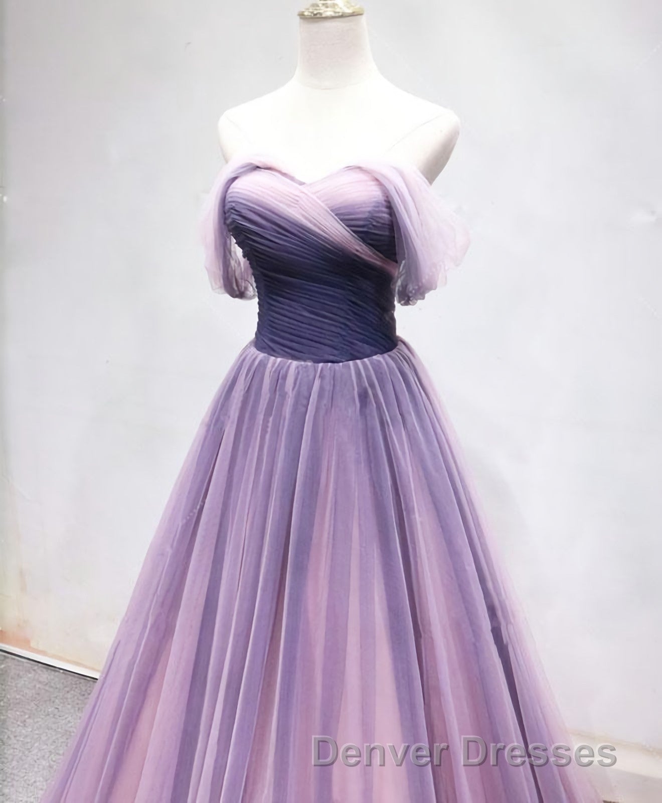 Simple Sweetheart Tulle Purple Long Prom Dress, Bridesmaid Dress Secondary image