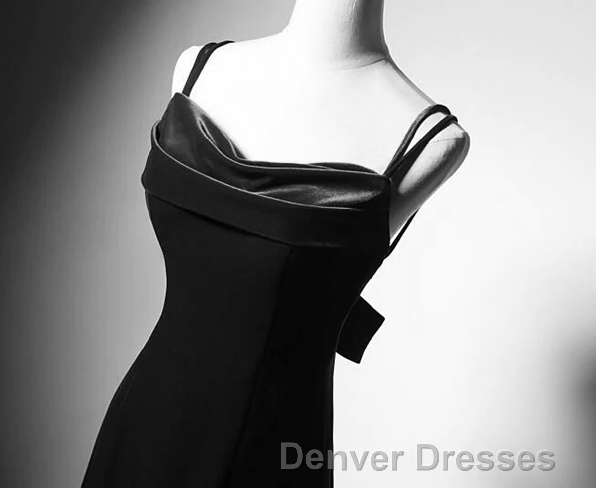 Black Straps Velvet Low Back Long Formal Dress, Black Velvet Evening Dress Prom Dress Main image