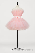 Hot Pink A-line Short Tulle Party Dress
