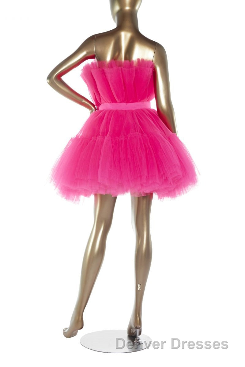Hot Pink A-line Short Tulle Party Dress Secondary image