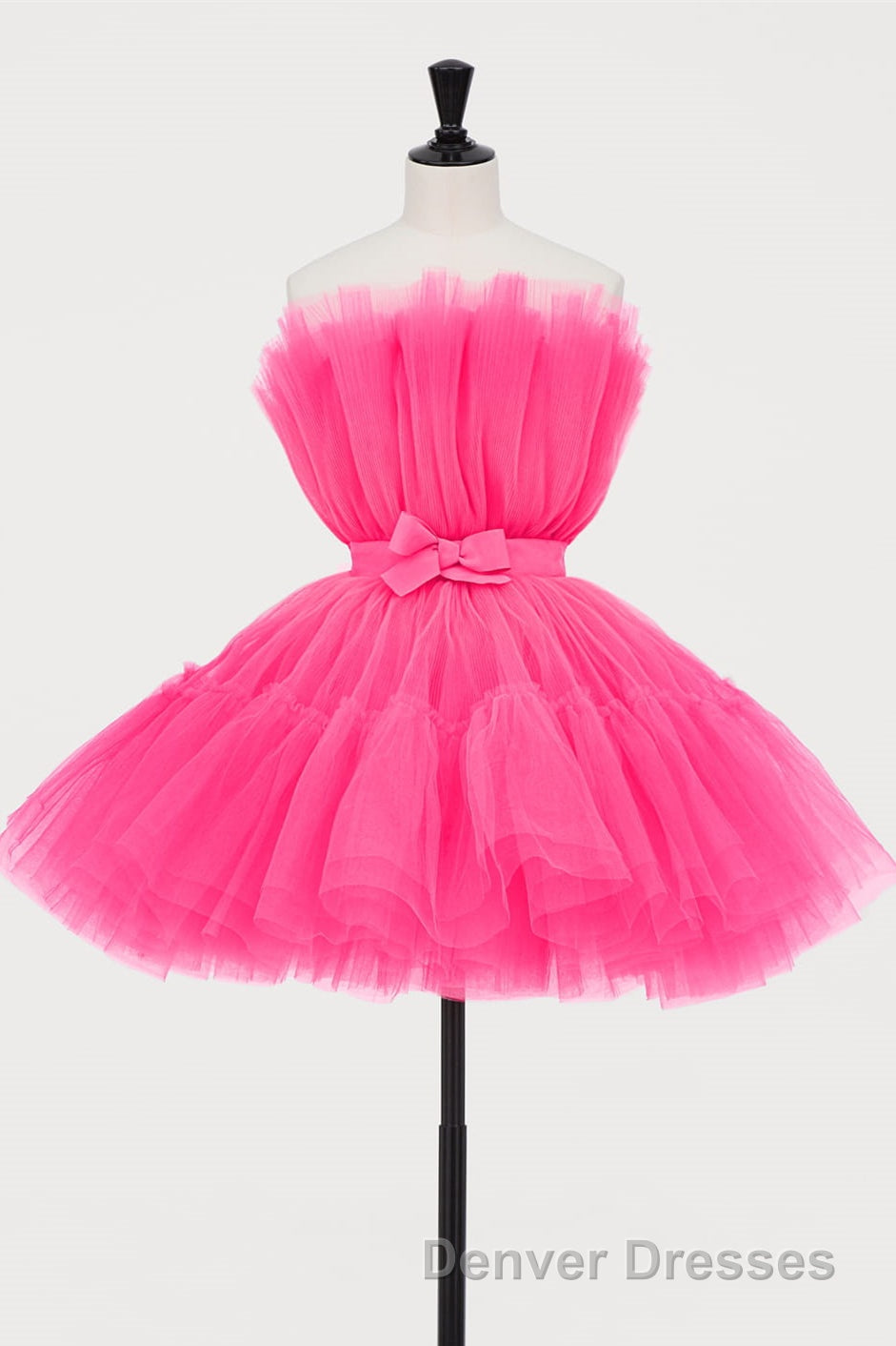 Hot Pink A-line Short Tulle Party Dress