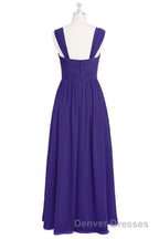 Purple Sweetheart Banded Waist Long Bridesmaid Dress
