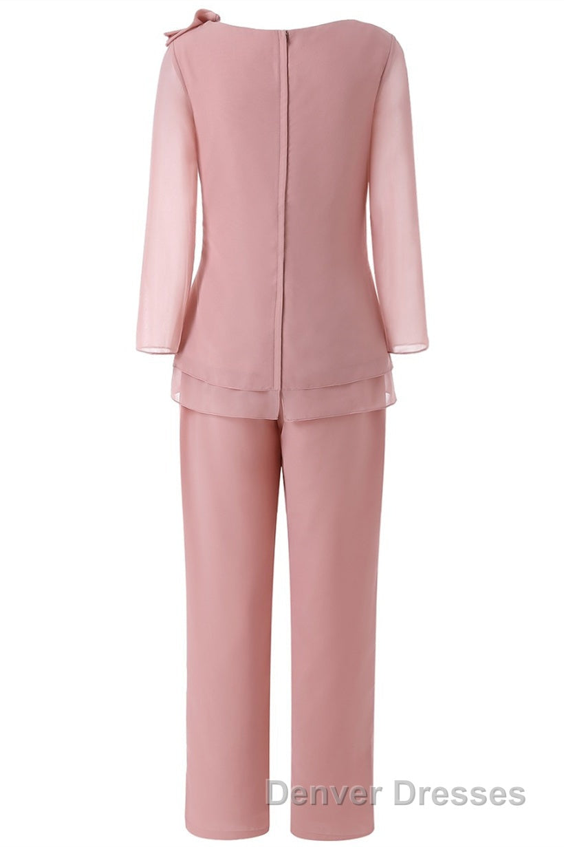 Pink Ruffles 3/4 Sleeves Mother of the Bride Pant Suits Secondary image