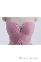 Strapless Blush Pink Draped High Waist Long Bridesmaid Dress