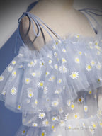 Blue Sweetheart Tulle Long Prom Dress, Blue Tulle Formal Dress, 1