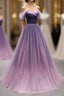 Simple Sweetheart Tulle Purple Long Prom Dress, Bridesmaid Dress