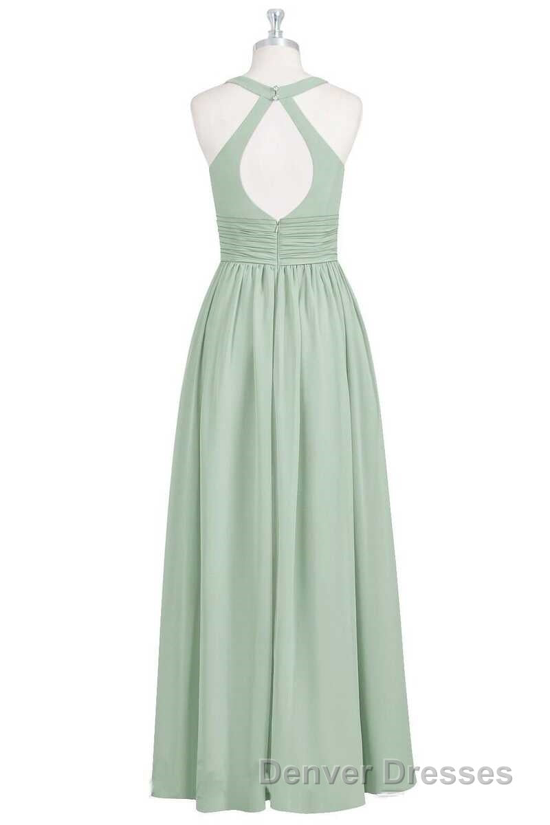 Sage Green V-Neck Backless A-Line Bridesmaid Dress Secondary image