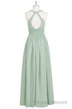 Sage Green V-Neck Backless A-Line Bridesmaid Dress