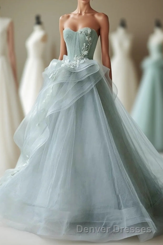 Unique Tulle Lace Long Prom Gown Tulle Lace Evening Dress Main image