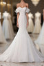 White Sequin Mermaid Long Prom Dress, White Wedding Dress