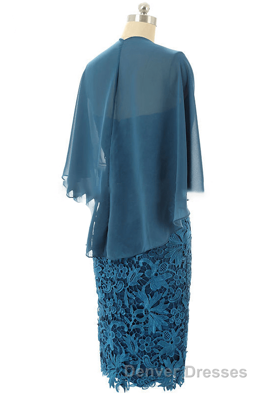 Fake Two-Piece Teal Blue Lace Bodycon Mother of the Bride Dress Secondary image