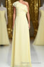 One Shoulder Yellow Ruffles A-line Long Bridesmaid Dress