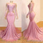 Mermaid Long Sleeves Blushing Pink Sweetheart African American Long 2025 Prom Dresses