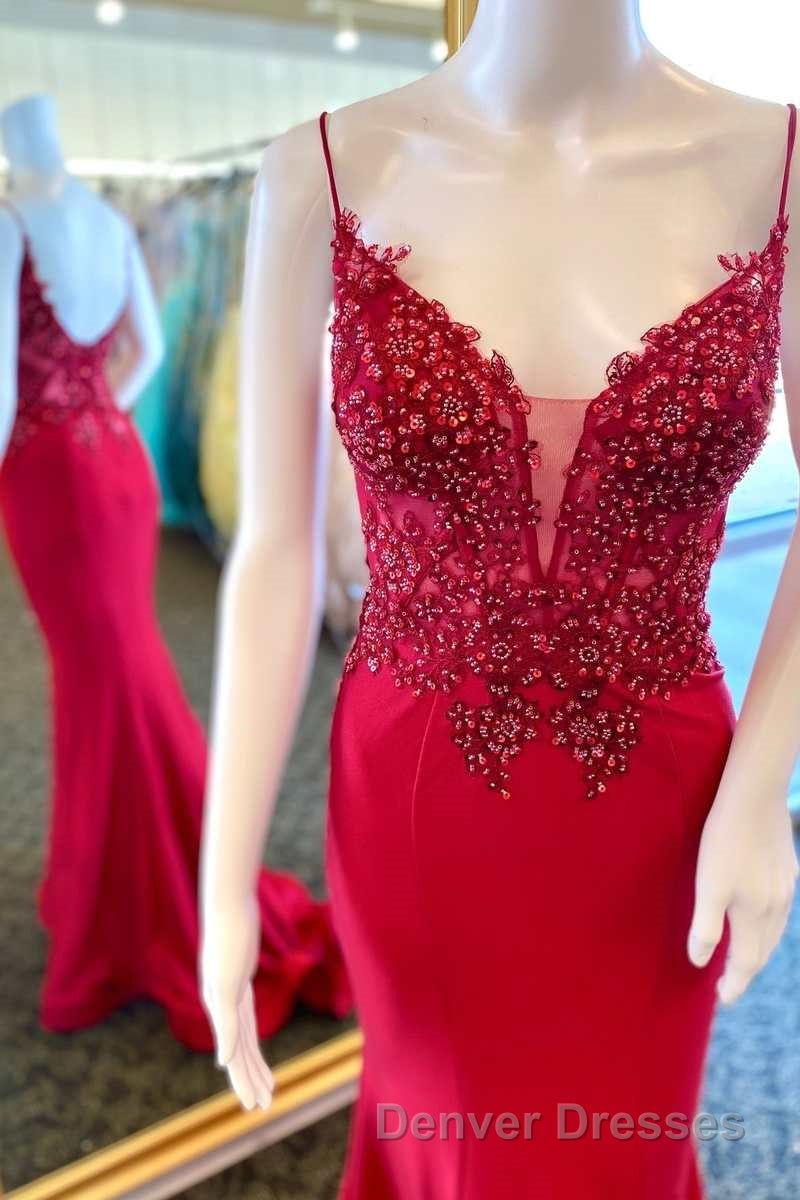 Straps Green Appliques Mermaid Long Formal Dress Secondary image