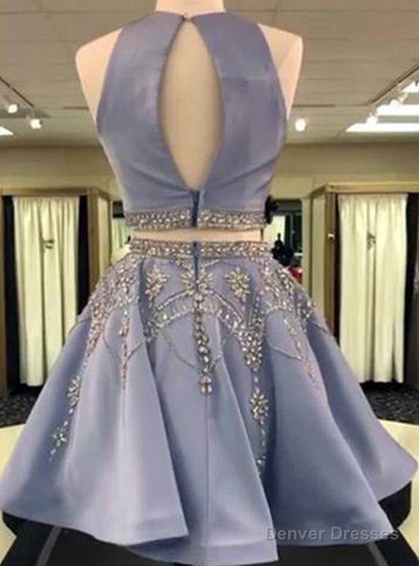 2025 A-Line/Princess Jewel Neck Sleeveless Cut Out Back Beading Two Piece Cut Short/Mini Homecoming Dresses Secondary image