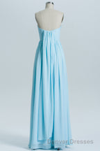 Blue Chiffon A-line Long Convertible Bridesmaid Dress