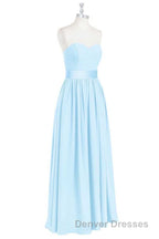 Light Blue Sweetheart A-Line Bridesmaid Dress with Slit