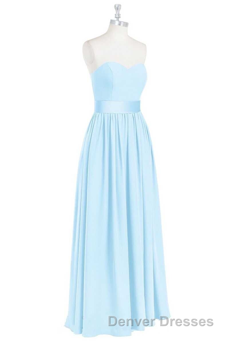 Light Blue Sweetheart A-Line Bridesmaid Dress with Slit