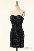 Royal Blue Sequin Strapless Mini Homecoming Dress