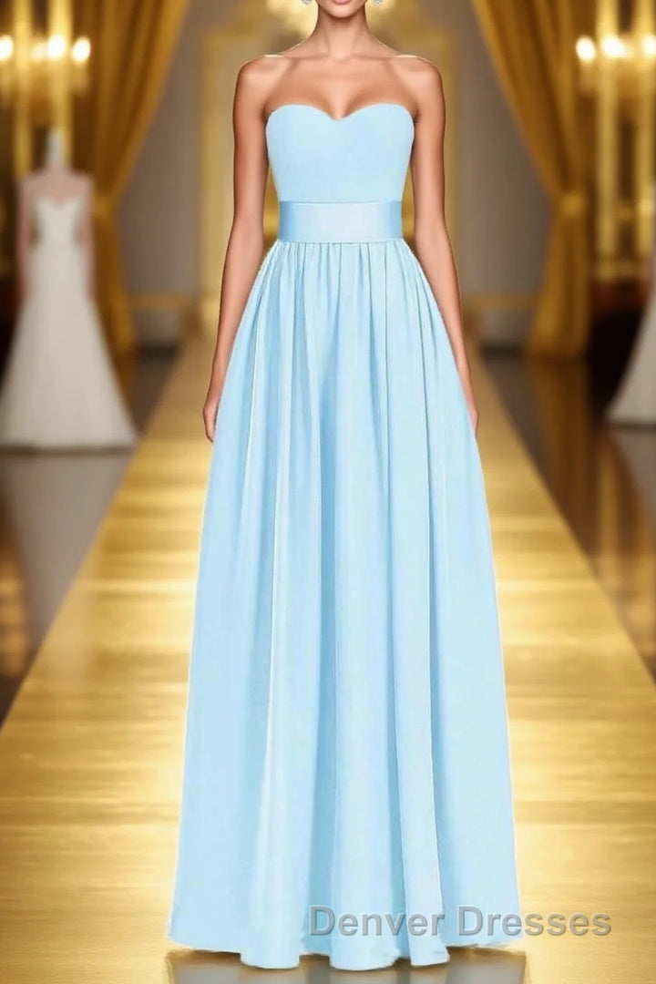 Light Blue Sweetheart A-Line Bridesmaid Dress with Slit Main image