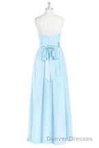 Light Blue Sweetheart A-Line Bridesmaid Dress with Slit