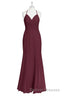 Burgundy Chiffon Cross-Back Mermaid Long Bridesmaid Dress