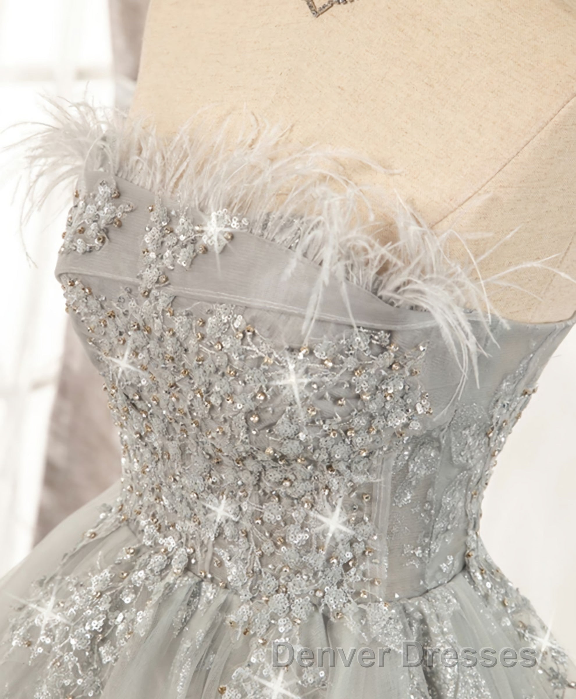 Gray Sweetheart Lace Tulle Short Prom Dress, Gray Cocktail Dress