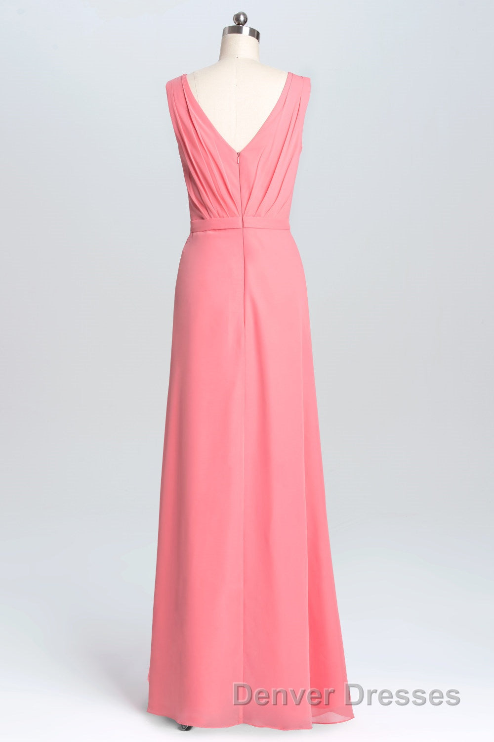 Lavender Chiffon A-line Ruffles Long Bridesmaid Dress