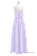 Lavender Chiffon Straps Ruffled A-Line Bridesmaid Dress