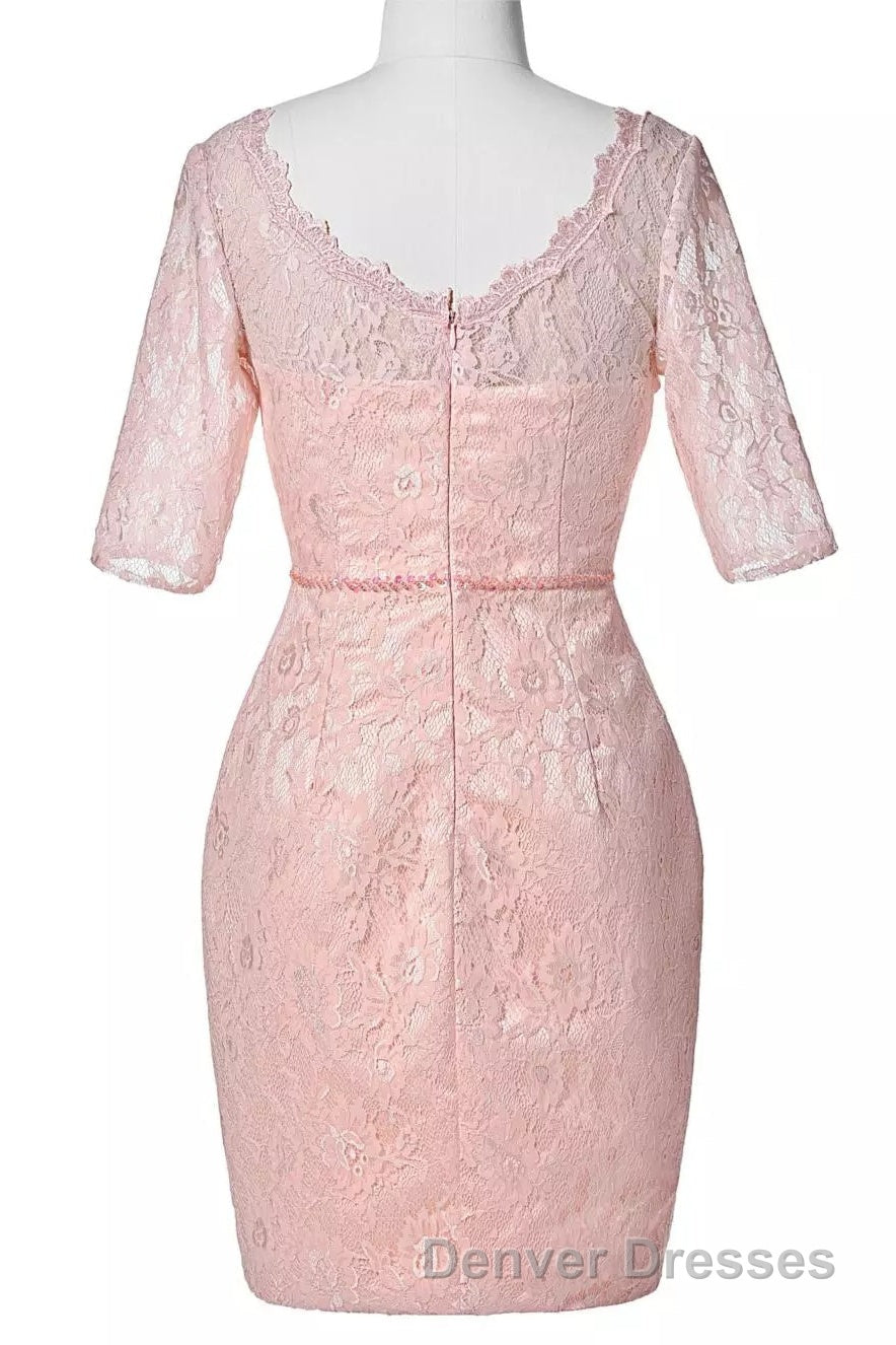 Two-Piece Blush Pink Lace Bodycon Short Mother of the Bride Dress Secondary image