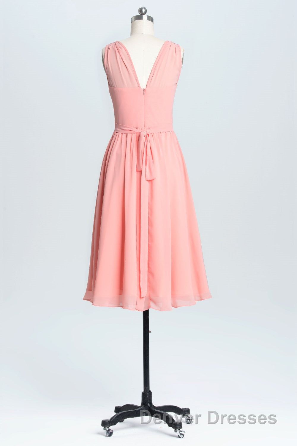 Simple Coral A-line Short Chiffon Dress Secondary image